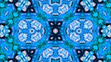 Soyut boya fırça mürekkep patlayabilir formanın düzgün kavramı simetrik desen süs dekoratif Kaleidoscope hareketi geometrik daire ve yıldız şekiller