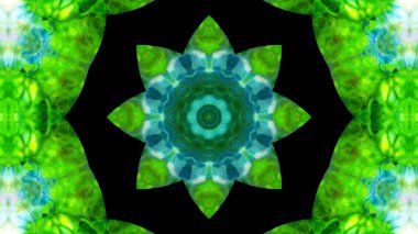 Soyut boya fırça mürekkep patlayabilir formanın düzgün kavramı simetrik desen süs dekoratif Kaleidoscope hareketi geometrik daire ve yıldız şekiller