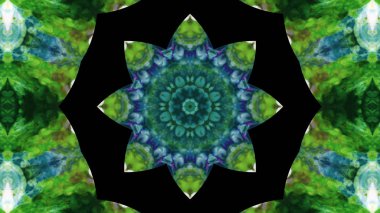Soyut boya fırça mürekkep patlayabilir formanın düzgün kavramı simetrik desen süs dekoratif Kaleidoscope hareketi geometrik daire ve yıldız şekiller