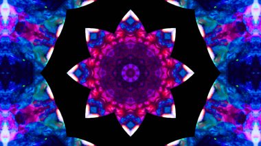 Soyut boya fırça mürekkep patlayabilir formanın düzgün kavramı simetrik desen süs dekoratif Kaleidoscope hareketi geometrik daire ve yıldız şekiller
