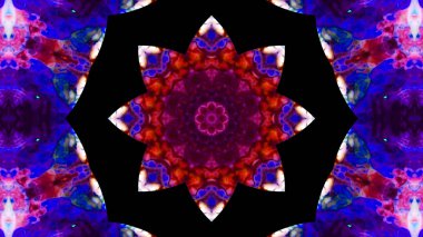 Soyut boya fırça mürekkep patlayabilir formanın düzgün kavramı simetrik desen süs dekoratif Kaleidoscope hareketi geometrik daire ve yıldız şekiller