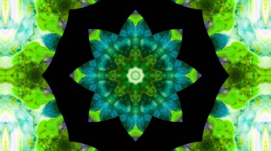 Soyut boya fırça mürekkep patlayabilir formanın düzgün kavramı simetrik desen süs dekoratif Kaleidoscope hareketi geometrik daire ve yıldız şekiller