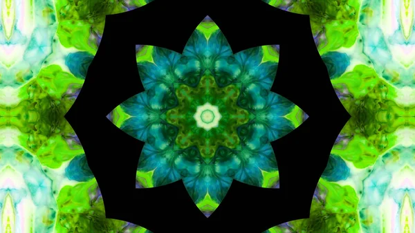 Soyut boya fırça mürekkep patlayabilir formanın düzgün kavramı simetrik desen süs dekoratif Kaleidoscope hareketi geometrik daire ve yıldız şekiller