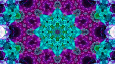 Soyut boya fırça mürekkep patlayabilir formanın düzgün kavramı simetrik desen süs dekoratif Kaleidoscope hareketi geometrik daire ve yıldız şekiller