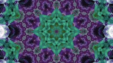 Soyut boya fırça mürekkep patlayabilir formanın düzgün kavramı simetrik desen süs dekoratif Kaleidoscope hareketi geometrik daire ve yıldız şekiller