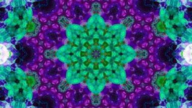 Soyut boya fırça mürekkep patlayabilir formanın düzgün kavramı simetrik desen süs dekoratif Kaleidoscope hareketi geometrik daire ve yıldız şekiller