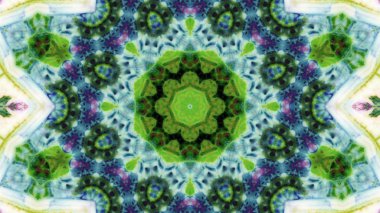 Soyut boya fırça mürekkep patlayabilir formanın düzgün kavramı simetrik desen süs dekoratif Kaleidoscope hareketi geometrik daire ve yıldız şekiller