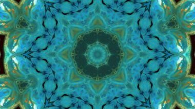 Soyut boya fırça mürekkep patlayabilir formanın düzgün kavramı simetrik desen süs dekoratif Kaleidoscope hareketi geometrik daire ve yıldız şekiller