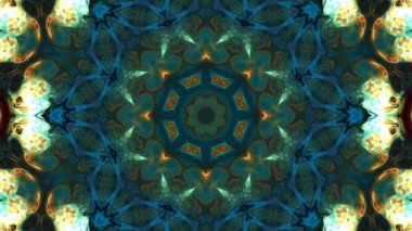 Soyut boya fırça mürekkep patlayabilir formanın düzgün kavramı simetrik desen süs dekoratif Kaleidoscope hareketi geometrik daire ve yıldız şekiller