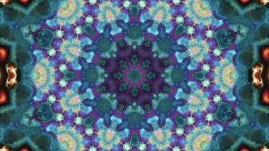 Soyut boya fırça mürekkep patlayabilir formanın düzgün kavramı simetrik desen süs dekoratif Kaleidoscope hareketi geometrik daire ve yıldız şekiller