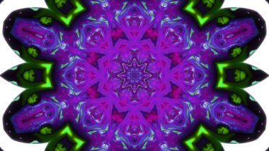 Soyut boya fırça mürekkep patlayabilir formanın düzgün kavramı simetrik desen süs dekoratif Kaleidoscope hareketi geometrik daire ve yıldız şekiller