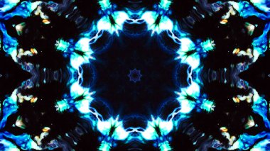 Soyut boya fırça mürekkep patlayabilir formanın düzgün kavramı simetrik desen süs dekoratif Kaleidoscope hareketi geometrik daire ve yıldız şekiller