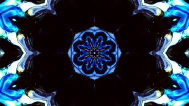 Soyut boya fırça mürekkep patlayabilir formanın düzgün kavramı simetrik desen süs dekoratif Kaleidoscope hareketi geometrik daire ve yıldız şekiller