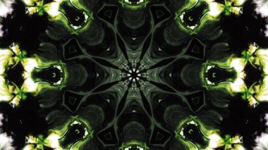 Soyut boya fırça mürekkep patlayabilir formanın düzgün kavramı simetrik desen süs dekoratif Kaleidoscope hareketi geometrik daire ve yıldız şekiller