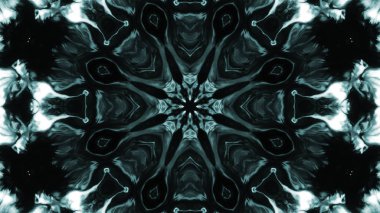 Soyut boya fırça mürekkep patlayabilir formanın düzgün kavramı simetrik desen süs dekoratif Kaleidoscope hareketi geometrik daire ve yıldız şekiller