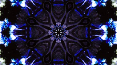 Soyut boya fırça mürekkep patlayabilir formanın düzgün kavramı simetrik desen süs dekoratif Kaleidoscope hareketi geometrik daire ve yıldız şekiller