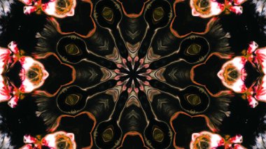 Soyut boya fırça mürekkep patlayabilir formanın düzgün kavramı simetrik desen süs dekoratif Kaleidoscope hareketi geometrik daire ve yıldız şekiller