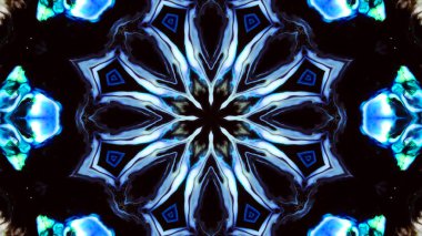 Soyut boya fırça mürekkep patlayabilir formanın düzgün kavramı simetrik desen süs dekoratif Kaleidoscope hareketi geometrik daire ve yıldız şekiller