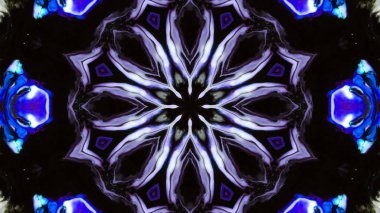 Soyut boya fırça mürekkep patlayabilir formanın düzgün kavramı simetrik desen süs dekoratif Kaleidoscope hareketi geometrik daire ve yıldız şekiller