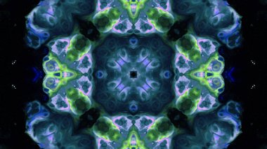 Soyut boya fırça mürekkep patlayabilir formanın düzgün kavramı simetrik desen süs dekoratif Kaleidoscope hareketi geometrik daire ve yıldız şekiller