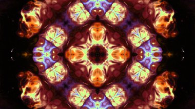 Soyut boya fırça mürekkep patlayabilir formanın düzgün kavramı simetrik desen süs dekoratif Kaleidoscope hareketi geometrik daire ve yıldız şekiller