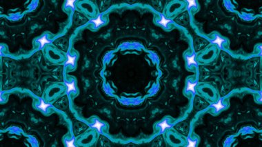 Soyut boya fırça mürekkep patlayabilir formanın düzgün kavramı simetrik desen süs dekoratif Kaleidoscope hareketi geometrik daire ve yıldız şekiller