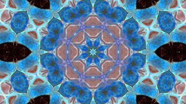 Soyut boya fırça mürekkep patlayabilir formanın düzgün kavramı simetrik desen süs dekoratif Kaleidoscope hareketi geometrik daire ve yıldız şekiller