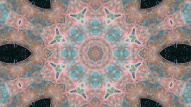 Soyut boya fırça mürekkep patlayabilir formanın düzgün kavramı simetrik desen süs dekoratif Kaleidoscope hareketi geometrik daire ve yıldız şekiller