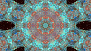 Soyut boya fırça mürekkep patlayabilir formanın düzgün kavramı simetrik desen süs dekoratif Kaleidoscope hareketi geometrik daire ve yıldız şekiller