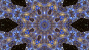 Soyut boya fırça mürekkep patlayabilir formanın düzgün kavramı simetrik desen süs dekoratif Kaleidoscope hareketi geometrik daire ve yıldız şekiller