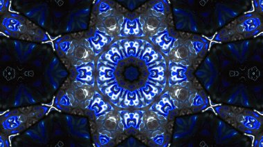 Soyut boya fırça mürekkep patlayabilir formanın düzgün kavramı simetrik desen süs dekoratif Kaleidoscope hareketi geometrik daire ve yıldız şekiller