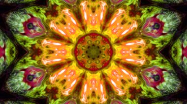 Soyut boya fırça mürekkep patlayabilir formanın düzgün kavramı simetrik desen süs dekoratif Kaleidoscope hareketi geometrik daire ve yıldız şekiller