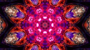 Soyut boya fırça mürekkep patlayabilir formanın düzgün kavramı simetrik desen süs dekoratif Kaleidoscope hareketi geometrik daire ve yıldız şekiller