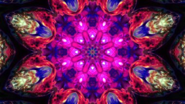 Soyut boya fırça mürekkep patlayabilir formanın düzgün kavramı simetrik desen süs dekoratif Kaleidoscope hareketi geometrik daire ve yıldız şekiller