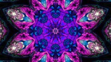 Soyut boya fırça mürekkep patlayabilir formanın düzgün kavramı simetrik desen süs dekoratif Kaleidoscope hareketi geometrik daire ve yıldız şekiller