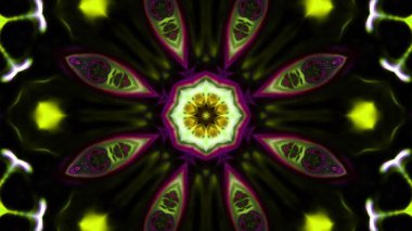 Soyut boya fırça mürekkep patlayabilir formanın düzgün kavramı simetrik desen süs dekoratif Kaleidoscope hareketi geometrik daire ve yıldız şekiller