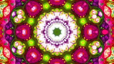 Soyut boya fırça mürekkep patlayabilir formanın düzgün kavramı simetrik desen süs dekoratif Kaleidoscope hareketi geometrik daire ve yıldız şekiller