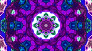 Soyut boya fırça mürekkep patlayabilir formanın düzgün kavramı simetrik desen süs dekoratif Kaleidoscope hareketi geometrik daire ve yıldız şekiller