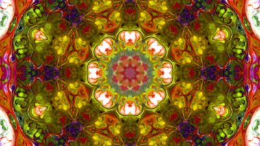 Soyut boya fırça mürekkep patlayabilir formanın düzgün kavramı simetrik desen süs dekoratif Kaleidoscope hareketi geometrik daire ve yıldız şekiller