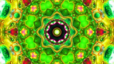 Soyut boya fırça mürekkep patlayabilir formanın düzgün kavramı simetrik desen süs dekoratif Kaleidoscope hareketi geometrik daire ve yıldız şekiller