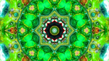 Soyut boya fırça mürekkep patlayabilir formanın düzgün kavramı simetrik desen süs dekoratif Kaleidoscope hareketi geometrik daire ve yıldız şekiller