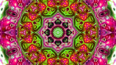 Soyut boya fırça mürekkep patlayabilir formanın düzgün kavramı simetrik desen süs dekoratif Kaleidoscope hareketi geometrik daire ve yıldız şekiller