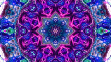 Soyut boya fırça mürekkep patlayabilir formanın düzgün kavramı simetrik desen süs dekoratif Kaleidoscope hareketi geometrik daire ve yıldız şekiller