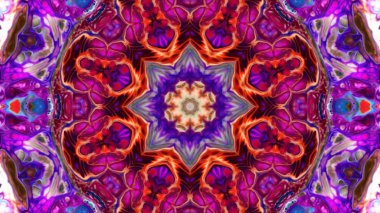 Soyut boya fırça mürekkep patlayabilir formanın düzgün kavramı simetrik desen süs dekoratif Kaleidoscope hareketi geometrik daire ve yıldız şekiller