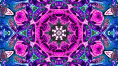 Soyut boya fırça mürekkep patlayabilir formanın düzgün kavramı simetrik desen süs dekoratif Kaleidoscope hareketi geometrik daire ve yıldız şekiller