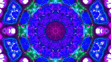 Soyut boya fırça mürekkep patlayabilir formanın düzgün kavramı simetrik desen süs dekoratif Kaleidoscope hareketi geometrik daire ve yıldız şekiller