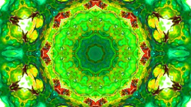 Soyut boya fırça mürekkep patlayabilir formanın düzgün kavramı simetrik desen süs dekoratif Kaleidoscope hareketi geometrik daire ve yıldız şekiller