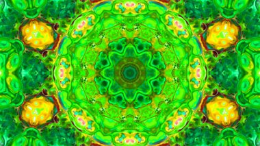 Soyut boya fırça mürekkep patlayabilir formanın düzgün kavramı simetrik desen süs dekoratif Kaleidoscope hareketi geometrik daire ve yıldız şekiller