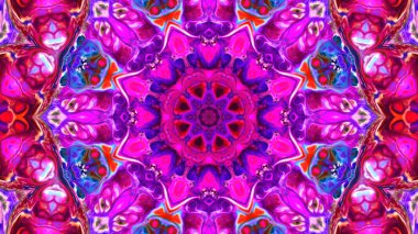 Soyut boya fırça mürekkep patlayabilir formanın düzgün kavramı simetrik desen süs dekoratif Kaleidoscope hareketi geometrik daire ve yıldız şekiller