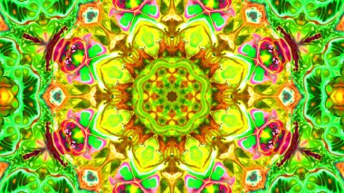 Soyut boya fırça mürekkep patlayabilir formanın düzgün kavramı simetrik desen süs dekoratif Kaleidoscope hareketi geometrik daire ve yıldız şekiller